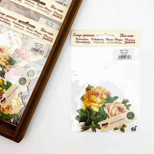 Yellow and Pink Roses Loose Flowers Paper Scrap Pack